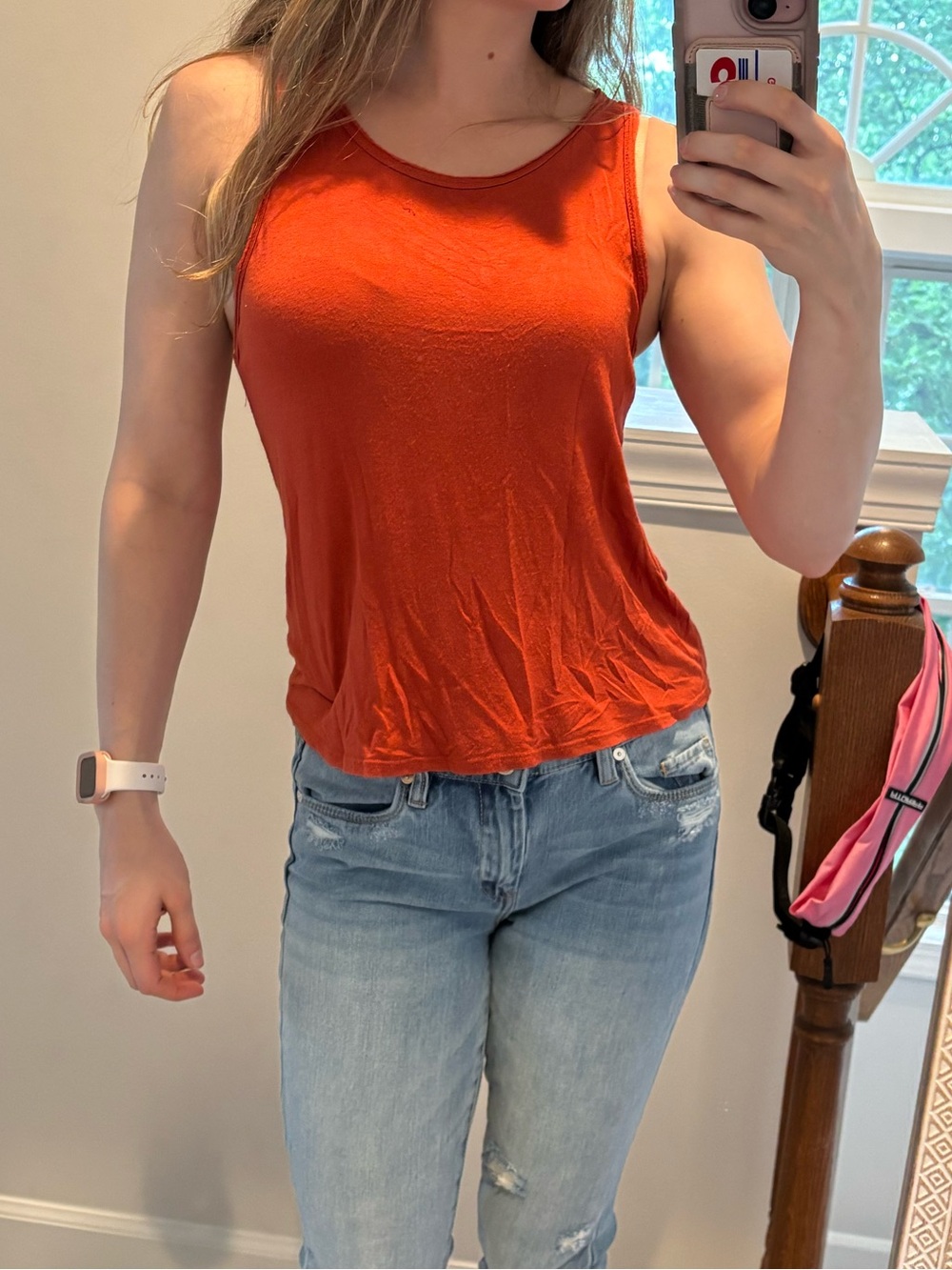 Rust Tie-Back Scoop Neck Tank